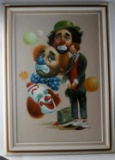 SAD CLOWN PAINTING COLORFUL OIL ON CANVAS K FOX