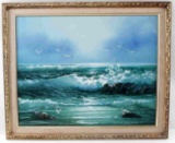 FRAMED H. GAILEY OIL ON CANVAS SEASCAPE PAINTING