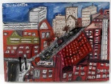 JOE LIGHT JR FOLK OUTSIDER NAIVE ART CITYSCAPE