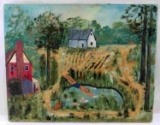 BETTY CRAWDER FOLK ART LANDSCAPE & HOUSE PAINTING