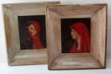 PAIR OF OIL ON BOARD FRAMED PENDANT PORTRAITS