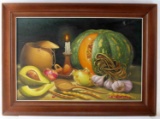 JOSE HERNANDEZ OIL ON CANVAS STILL LIFE VEGETABLES