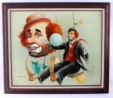 HOPPIN PAINTING OF TWO CLOWNS OIL ON CANVAS