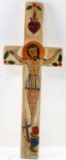 HAND PAINTED SOUTHWESTERN WOODEN CRUCIFIX