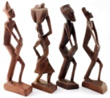 LOT OF 4 HANDCARVED PAN AFRICAN WOODEN STATUETTES