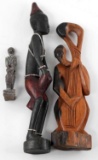 LOT OF 3 MIXED PAN AFRICAN FOLK ART WOODEN STATUES