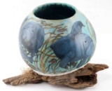 SIGNED HAND PAINTED AND SCULPTED MANATEE GOURD