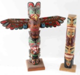 2 ANTIQUE PACIFIC NORTHWEST NATIVE TOTEM POLE