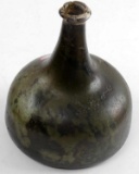 ANTIQUE 19TH CENTURY ONION GREEN MALLET BOTTLE