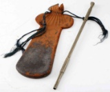 ANTIQUE METAL STRAIGHT CHINESE OPIUM PIPE