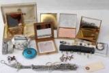 LOT COSTUME & STERLING JEWELRY COMPACTS & MORE