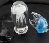 LOT TWO AQUATIC THEMED ART GLASS PIECES FISH