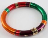 14K GOLD STERLING SILVER CLOISONNE ENAMEL BRACELET