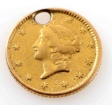 1850 UNITED STATES GOLD DOLLAR COIN HOLED