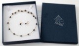 DELMAR FRESHWATER PEARL & 14K CHOKER W EARRINGS
