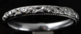 WOMENS 18K WHITE GOLD BAND W REPOUSSE DESIGN