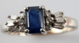 10K WHITE GOLD SAPPHIRE & DIAMOND LADIES RING