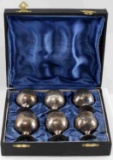 SET OF 6 ETCHED EPNS SILVER PLATE CORDIALS