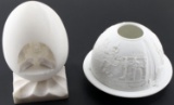 CARVED NATIVITY EGG & BERNARDAUD CANDLE GLOBE