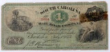 SOUTH CAROLINA RAILROAD COMPANY BANKNOTE 1873