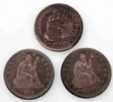 3 SEATED LIBERTY QUARTERS 2 1854 1 1861 F VF COINS