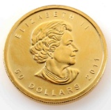 2011 GOLD CANADA MAPLE LEAF 1 OZT .999 FINE