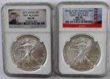 LOT OF 2 MS70 NGC AMERICAN SILVER EAGLE COINS
