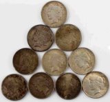 10 SILVER PEACE DOLLAR COIN LOT