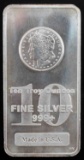 10 OZ HM MORGAN ,999 FINE SILVER BAR INGOT