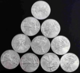 10 2011 .999 FINE SILVER AMERICAN EAGLE COIN LOT