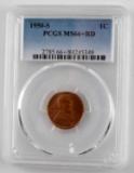 1950 S LINCOLN PENNY MS66 + RD PCGS