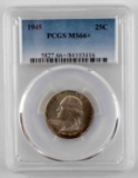 1945 WASHINGTON QUARTER MS66+ PCGS