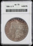 1884 S KEY DATE MORGAN SILVER DOLLAR ANACS AU 55