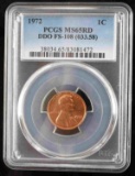 1972 LINCOLN CENT DDO FS-108 PCGS MS65
