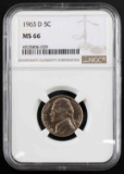 1963 D JEFFERSON NICKEL PCGS MS66