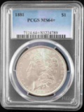 1881 MORGAN SILVER DOLLAR PCGS MS64+