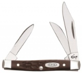 CASE XX SMALL 3 BLADE STOCKMAN BROWN HANDLE KNIFE