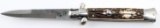 ITALIAN MADE STAG HANDLE SWITCH BLADE NEAR MINT