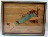 WOOD MOSAIC ART PIECE AVIATION HAWKMEISTER PLANE
