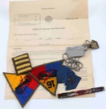 WWII PFC ALF FANUM PATCHE RIBBON & GERMAN SOUVENIR