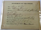 CIVIL WAR UNION 1865 VOLUNTEER ENLISTMENT DOCUMENT