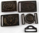 LOT OF 4 CONFEDERATE US MILITARY BELT BUCKLES