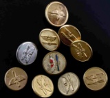 LOT OF 11 PROP AND WING MILITARY CIVILIAN BUTTONS