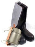 GERMAN POST WWII ARMY INFANTRY BOOTS AND CANTEEN