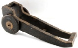 ANTIQUE DECK CANNON CARRIAGE WOOD & BRASS 24X6X9