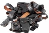 8 POLICE DUTY BELTS AND 3 HOLSTERS BASKET WEAVE