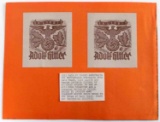 THIRD REICH GERMAN PAIR UNUSED HITLER BOOKPLATES