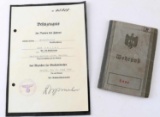 WWII GERMAN THIRD REICH WEHRPASS & BADGE DOCUMENT