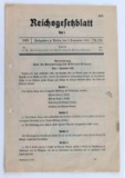 WWII GERMAN IRON CROSS REICHSGELTZBLATT DOCUMENT