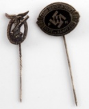 WWII GERMAN THIRD REICH STICKPIN BADGE LOT OF TWO